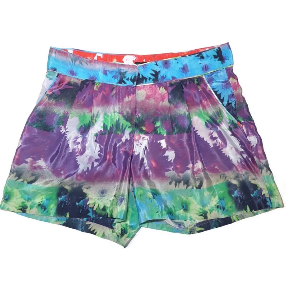 W118 By Walter Baker Jerald Daisy Stripe Shorts Silky Pleated Abstract